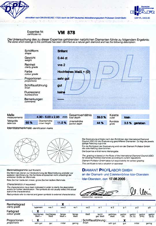 Foto 9 - Diamant mit DPL Zertifikat Brillant 0,44ct River D VVS2, D5596