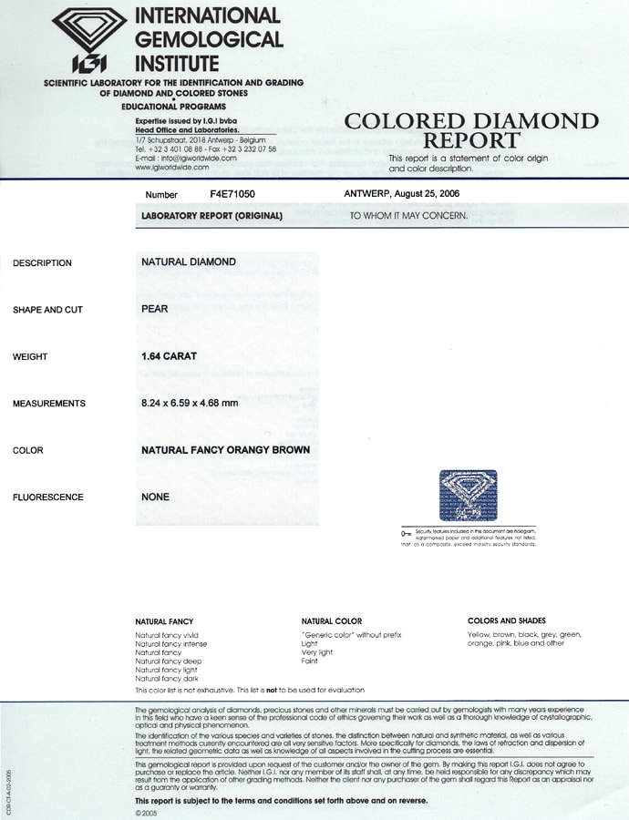 Foto 9 - Diamant 1,64ct Natural Fancy Orangy Brown IGI Expertise, D6818