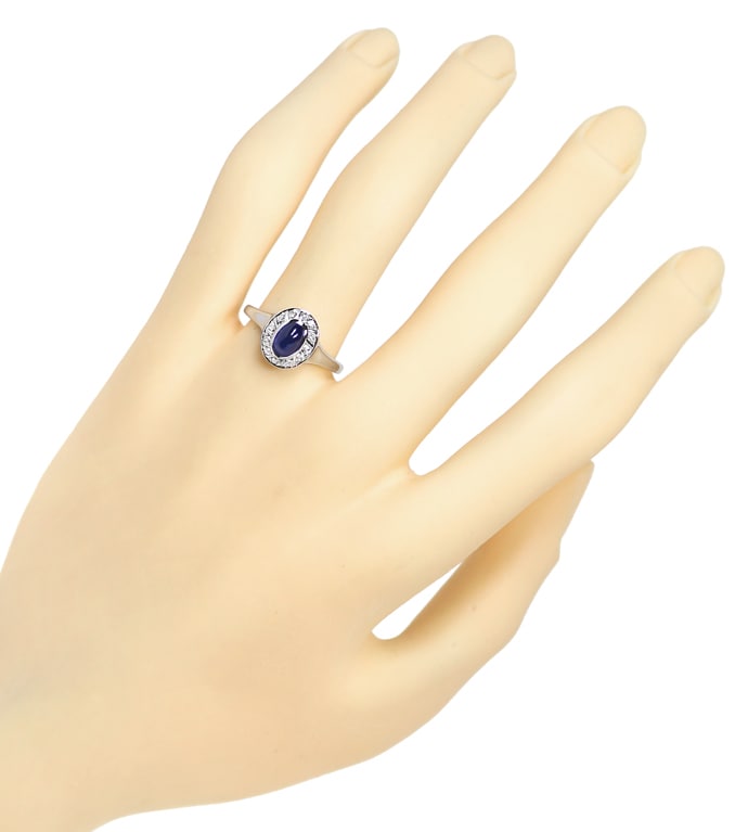 Foto 4 - Diamantring mit blauem Saphir und Diamanten in Weißgold, Q1223