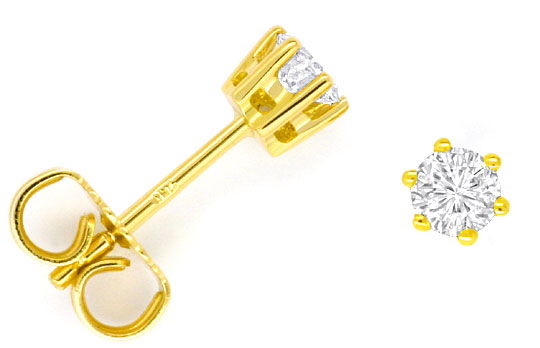 Foto 1 - Paar Diamant-Ohrstecker Brillanten 0,38 ct 18K Gelbgold, R2470