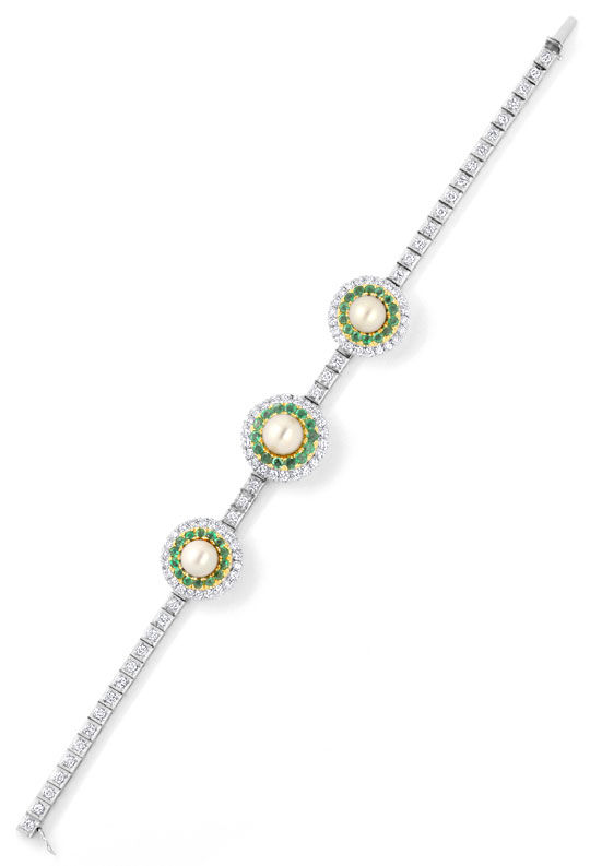 Foto 4 - Brillant Smaragde Perlen-Armband 2,66ct 1,8ct Weißgold, S4104