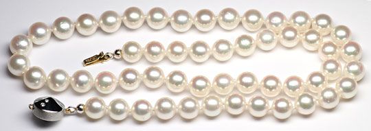 Foto 1 - Akoya Perlenkette Verschluss Brillanten River Lupenrein, S4181