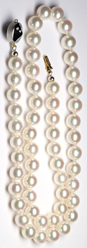 Foto 4 - Akoya Perlenkette Verschluss Brillanten River Lupenrein, S4181